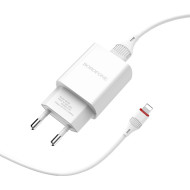 Зарядное устройство BOROFONE BA20A Sharp 1xUSB-A, 2.1A White w/Lightning cable