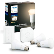 Стартовый комплект PHILIPS HUE White w/Bridge/Dimmer E27 9W 2700K 3шт (929001821620)