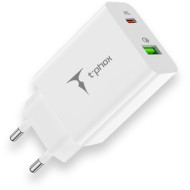 Зарядное устройство T-PHOX Speedy 20W 1xUSB-C, 1xUSB-A, PD3.0, QC3.0 White (SPEEDY 20W PD+USB)