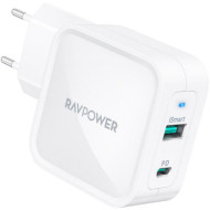 Зарядний пристрій RAVPOWER 65W PD GaN Dual Port Wall Charger White (RP-PC133WH)