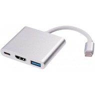 Порт-репликатор VOLTRONIC 3-in-1 USB-C to HDMI/USB3.0/PD Silver