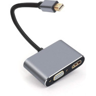 Адаптер VEGGIEG Mini DisplayPort - VGA/HDMI Silver (YT-C-MD2-M)