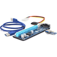 Райзер VOLTRONIC PCI-E x1 to 16x 60cm USB 3.0 Blue Cable SATA to 4-pin Molex v.006