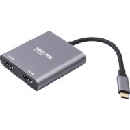 Сплиттер MAXXTER USB-C - 2xHDMI 0.1м Gray (V-CM-2HDMI)