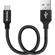 Кабель COLORWAY Nylon Braided USB to Micro-B 2.4A 0.25м Black (CW-CBUM048-BK)