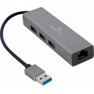 Сетевой адаптер с USB хабом CABLEXPERT USB AM Gigabit Network Adapter (A-AMU3-LAN-01)