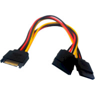 Кабель-разветвитель питания SATA 15pin M to 2xSATA 15pin F 15см (S0170)