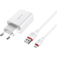 Зарядное устройство BOROFONE BA21A Long Journey 1xUSB-A White w/Micro-USB cable