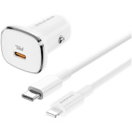 Автомобильное зарядное устройство BOROFONE BZ12B Lasting 1xUSB-C, 3A, PD3.0 White w/Type-C to Lightning cable (BZ12BCLW)