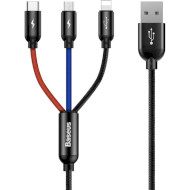 Кабель BASEUS Three Primary Colors 3-in-1 Cable 1.2м Black (CAMLT-BSY01)