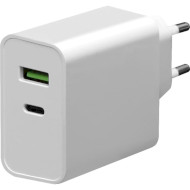 Зарядное устройство PLATINET 1xUSB-C, 1xUSB-A, PD3.0, 45W White (PLCUPD45W)