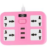 Сетевой фильтр IQ POWER TB-T15 Pink, 4 розетки, 3xUSB, 2м