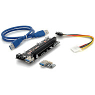 Райзер VOLTRONIC PCI-EX x1=>x16 4-pin MOLEX SATA=>4Pin USB 3.0 AM-AM