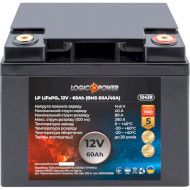 Акумуляторна батарея LOGICPOWER LiFePO4 12V - 60Ah (12В, 60Агод, BMS 80A/40A) (LP12439)