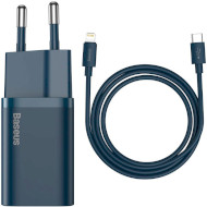 Зарядное устройство BASEUS Super Si Quick Charger 1C PD 20W Blue w/Type-C to Lightning cable (TZCCSUP-B03)