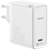 Зарядний пристрій BASEUS GaN2 Fast Charger 1C 100W EU set White w/USB-C to USB-C cable (TZCCGAN-L02)