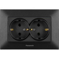 Розетка двойная PANASONIC Arkedia Slim 2P+E Complete Black (WNTC02052BL-UA)