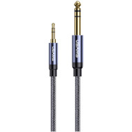 Кабель USAMS US-SJ539 Aluminum Alloy Audio Cable mini-jack 3.5 мм - jack 6.35 мм 1.2м Blue (SJ539YP01)