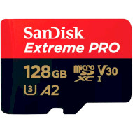 Карта памяти SANDISK microSDXC Extreme Pro 128GB UHS-I U3 V30 A2 Class 10 + SD-adapter (SDSQXCD-128G-GN6MA)