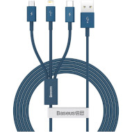 Кабель BASEUS Superior Series Fast Charging Data Cable USB to M+L+C 3.5A Blue 1.5м (CAMLTYS-03)