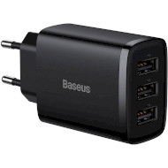 Зарядное устройство BASEUS Compact Charger 3U 17W Black (CCXJ020101)