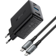 Зарядное устройство ACEFAST A17 Fast Charge Smart Wall Charger Hub GaN PD65W (1xUSB-C, 1xUSB-A, 1xHDMI) Black w/Type-C to Type-C cable