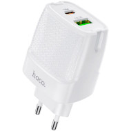 Зарядное устройство HOCO C85A Bright 1xUSB-C, 1xUSB-A, PD20W, QC3.0 White (91590)