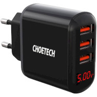 Зарядное устройство CHOETECH Q5009 3xUSB 3.4A Wall Charger Black