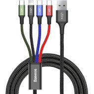 Кабель BASEUS Rapid Series 4-in-1 Cable for iP + Type-C + Micro Data Sync Charging Cable 1.2м Black (CA1T4-B01)