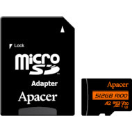 Карта пам'яті APACER microSDXC 512GB UHS-I U3 V30 A2 Class 10 + SD-adapter (AP512GMCSX10U8-R)