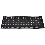 Наліпки на клавіатуру VOLTRONIC чорні з білими літерами, EN/UA/RU (YT28144)