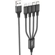 Кабель HOCO X76 4-in-1 USB-A to Lightning/Micro-USB/Type-C x 2 1м Black
