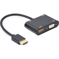 Адаптер CABLEXPERT HDMI to HDMI/VGA+audio 3.5mm Black (A-HDMIM-HDMIFVGAF-01)