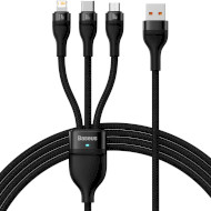 Кабель BASEUS Flash Series II 3-in-1 Fast Charging Data Cable USB to M+L+C 66W 1.2м Black (CASS040001)