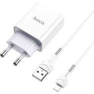 Зарядное устройство HOCO C81A Asombroso 1xUSB-A White w/Lightning cable (6931474727947)