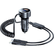 Автомобильное зарядное устройство REMAX Saga RCC-336 52.5W 2xUSB, QC3.0, PD Black w/2-in-1 cable