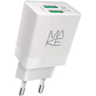 Зарядное устройство MAKE 2.4A 2xUSB Auto-ID White (MCW-221WH)