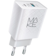 Зарядний пристрій MAKE 20W USB-C PD + USB-A QC3.0 White (MCW-324PWH)