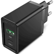 Зарядное устройство VENTION Dual USB QC4.0, 18-20W Black (FBBB0-EU)