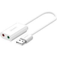 Внешняя звуковая карта UGREEN US205 USB 2.0 External Sound Adapter White (30143)