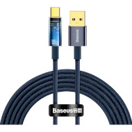 Кабель BASEUS Explorer Series Auto Power-Off Fast Charging Data Cable USB to Type-C 100W 2м Blue (CATS000303)