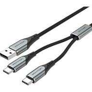 Кабель VENTION USB 2.0 A to Dual USB-C 0.5м Gray (CQOHD)