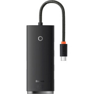 USB-хаб BASEUS Lite Series 4-port USB-C to USB 3.0*4 Hub Adapter Black (WKQX030301)