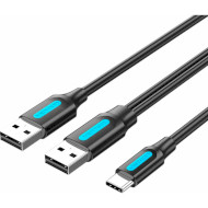 Кабель VENTION 2-in-1 USB-З to Dual USB-A 0.5м Black (CQKBD)