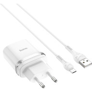 Зарядное устройство HOCO C12Q Smart 1xUSB-A, 2.4A White w/Micro-USB cable (6931474716286)