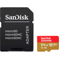 Карта пам'яті SANDISK microSDXC Extreme 64GB UHS-I U3 V30 A2 Class 10 + SD-adapter (SDSQXAH-064G-GN6AA)