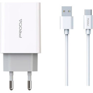 Зарядное устройство PRODA PD-A28a 2xUSB-A, 2.4A White w/Type-C cable