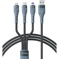 Кабель PRODA PD-B74th USB-A to Lightning/Micro-USB/Type-C 1.3м Black