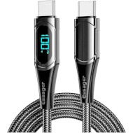 Кабель ESSAGER LED Digital Display Fast Charging Data Cable PD100W Type-C to Type-C 1м Black (ES-XCTT1-YD01)