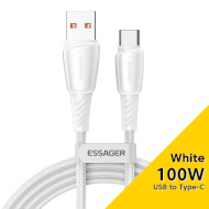 Кабель ESSAGER Rainbow 100W Fast Charging Cable USB-A to Type-C 1м White (EXCT1-CH02)